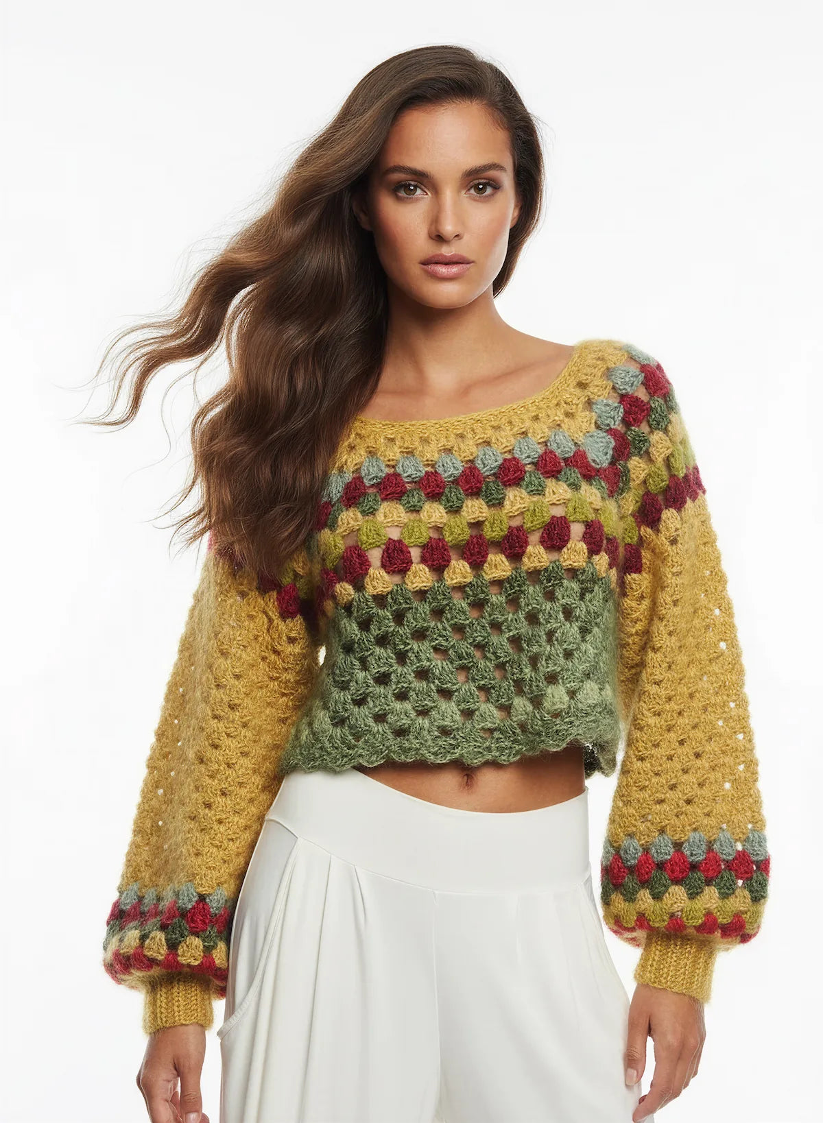 Pull Caroll Crochet Taille 40 (M) Marron Viscose - Occasion Très Bon État