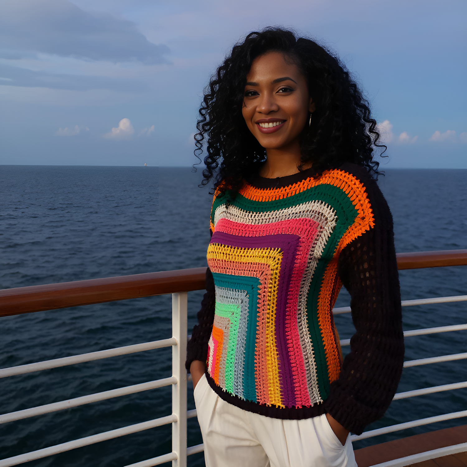 Pull au crochet Vasarello fait main en un seul exemplaire par Cachalabibi