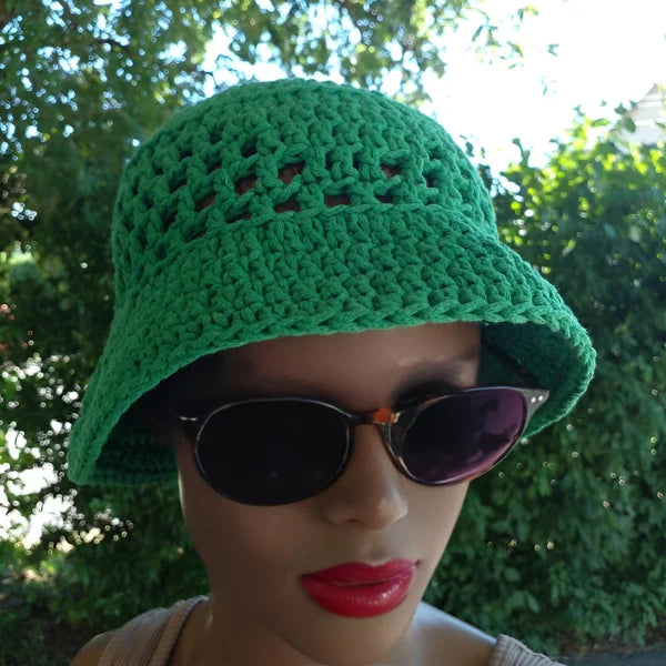 Chapeau au crochet Bobbymint de Cachalabibi - vue détaillée de la fabrication artisanale