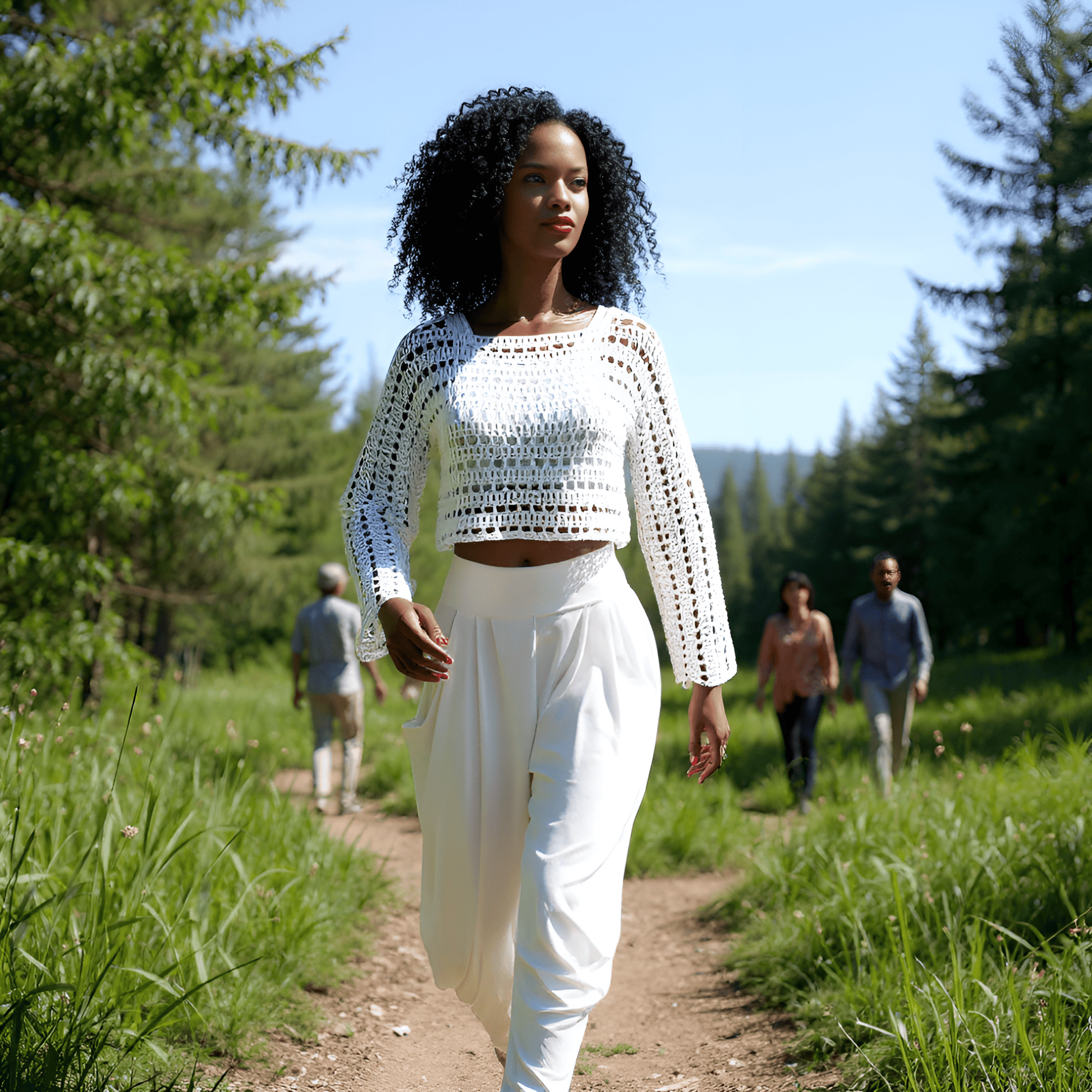 Pull au crochet Blancamo de Cachalabibi - vue de face