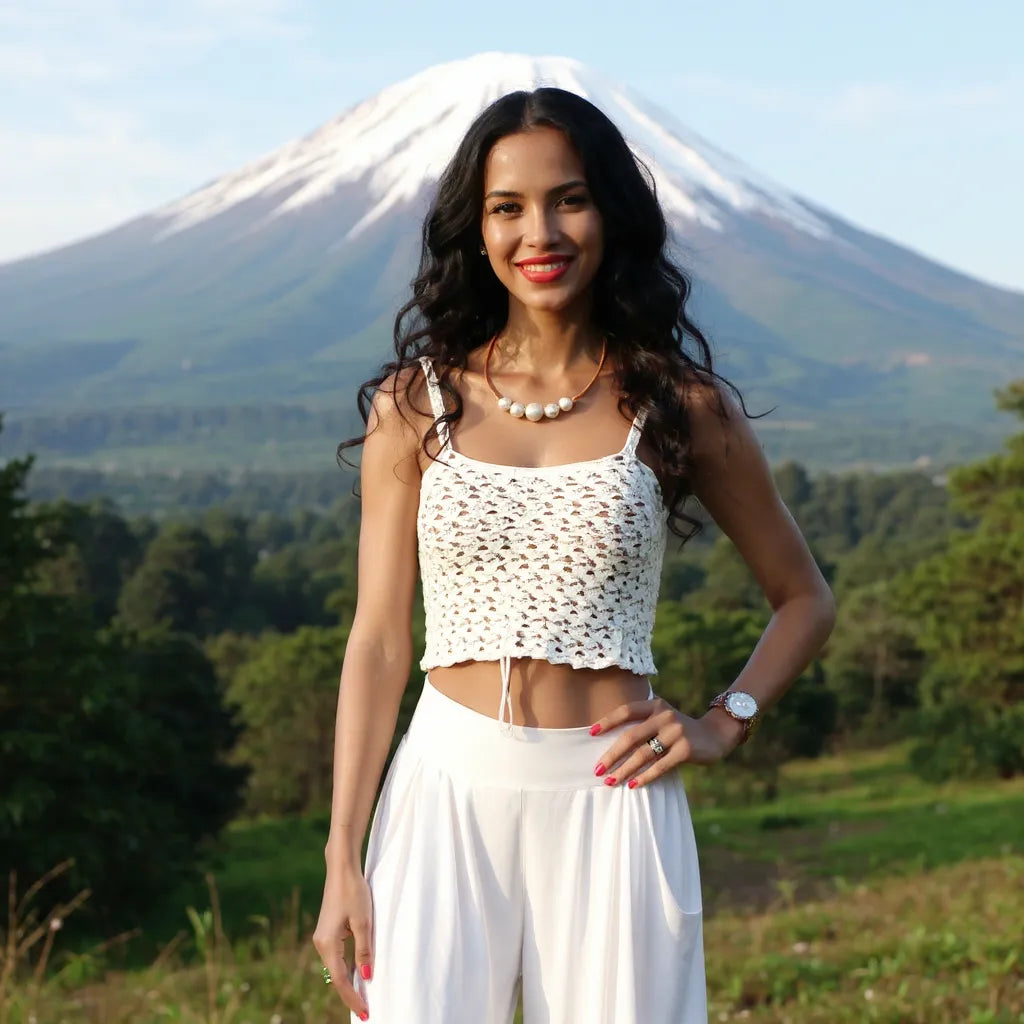 Top au crochet Kiliman de Cachalabibi - détail du décolleté bustier et des bretelles réglables